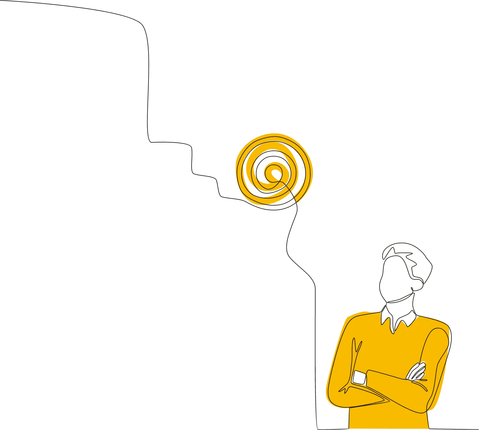 迷路と考える男性のイラスト