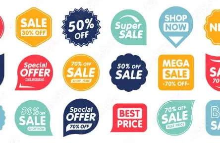 カラフルな割引シールのデザイン